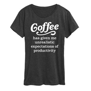 Women's - Instant Message - Coffee Unrealistic Expectations Short Sleeve Graphic T-Shirt - 1 of 4