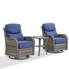 Outdoor Swivel Rocker Patio Chairs of 2 with 6 Inch Thick Cushions and Side Table, Swivel Outdoor Chairs 3PCS High Back Wicker Patio Furniture Set - 3 of 4