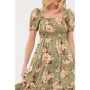 August Sky Women's Smocked Floral Puff Sleeves Midi Dress - 4 of 4