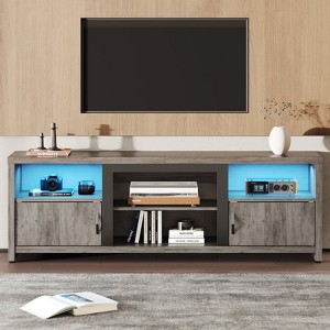 Bestier 70 Inch LED TV Stand with Storage Cabinets with LED Lights, Entertainment Center with Cabinet & Open Shelves - 1 of 4