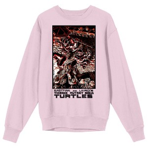 TMNT Comic Origins Casey Jones & Raphael Comic Art Crew Neck Long Sleeve Cradle Pink Adult Sweatshirt - 1 of 2