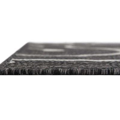 Charcoal Gray 9' x 12' Botanical Outdoor Area Rug