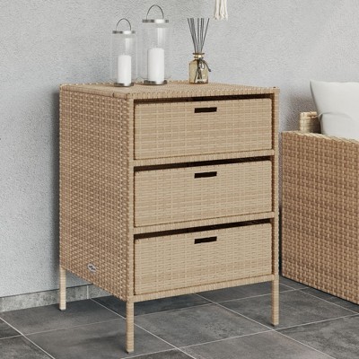 vidaXL Patio Storage Cabinet Beige 21.7 in.x23.2 in.x31.5 in. Poly Rattan