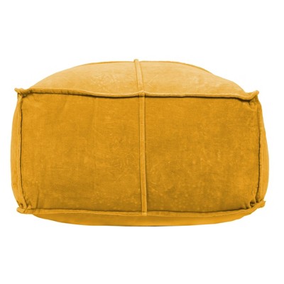Goldenrod Yellow Square Cotton Velvet Pouf