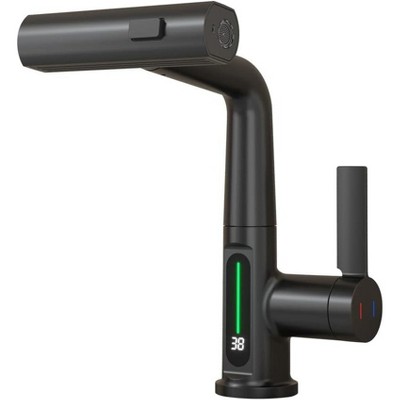 ONWITH Pull-Out Lift LED Temperature Digital Display Bathroom Basin Faucet