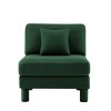 Vynxaria Modern Armless Sofa - Green Polyester Boucle Fabric, Curved Armrests, Cylindrical Legs, Toss Pillows - 2 of 4