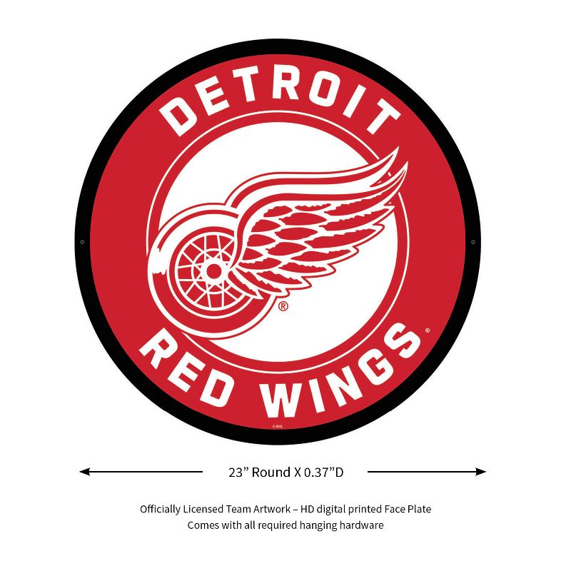 Evergreen Ultra-Thin Edgelight LED Wall Decor, Round, Detroit Red Wings- 23 x 23 Inches Made In USA, 2 of 7