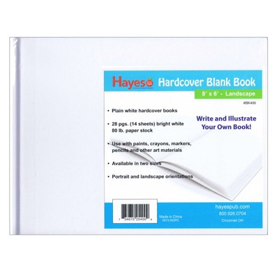 Hayes Publishing Plain White Blank Hardcover Book, 28 Pages/14 Sheets, 8" x 6" (Pack of 10)