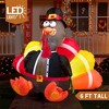 Joyfy 6 FT Thanksgiving Turkey Inflatable Decorations, LED Light Up Turkey with Pilgrim Hat, Blow Up Halloween Turkey for Outdoor Yard Garden Decor - 3 of 4