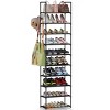 10 Tier Metal Shoes Rack, Narrow Stackable Shoes Shelf with Hooks, Shoe Tower for 20-24 Pairs Shoe and Boots Organizer, Black - 4 of 4