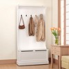 Mshliw Entryway Hall Tree with Coat Rack and Shoe Storage Bench, Standing Organizer with 5 Hooks and Lift-Top Seat for Hallway, Mudroom, or Foyer - 3 of 4