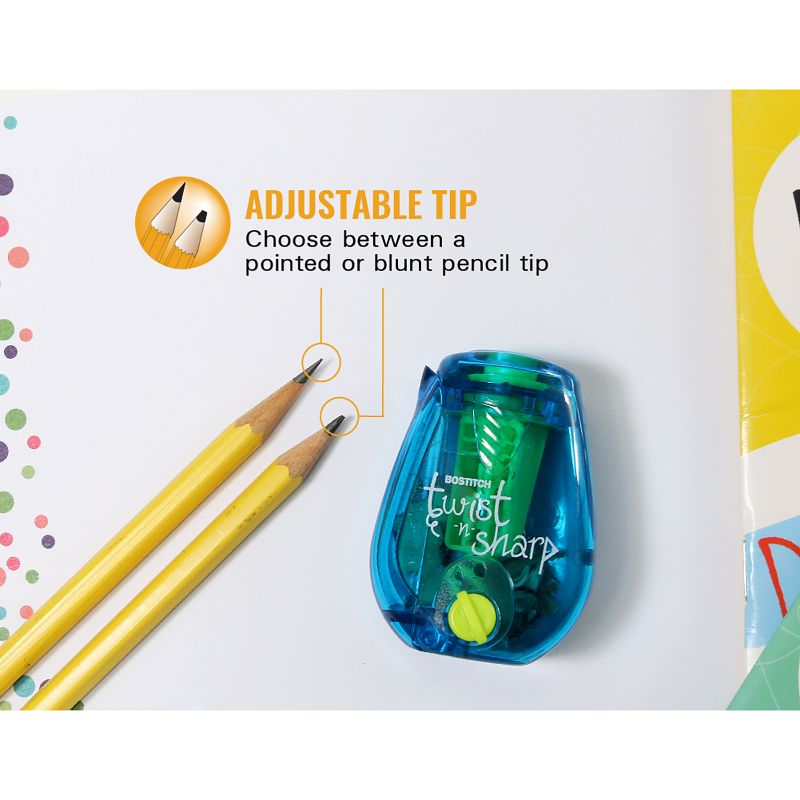 Bostitch Twist-n-Sharp™ Kids Pencil Sharpener, Assorted Colors, Pack of 6, 5 of 9