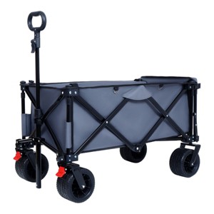 YONWAY Heavy-Duty Collapsible Utility Wagon with Expandable Tailgate,All-Terrain Beach Wheels,Adjustable Handlefor Outdoor,Beach Gear,Gray - 1 of 4