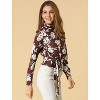 INSPIRE CHIC Women's Stand Collar Long Sleeves Smocked Waist Blouse - 4 of 4