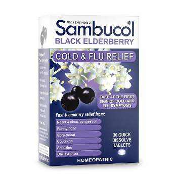Sambucol Black Elderberry Homeopathic Cold & Flu Relief Tablets - 30ct
