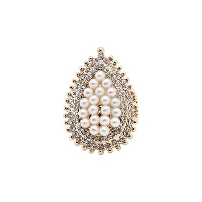 SOHI Women's White Teardrop Cocktail Ring