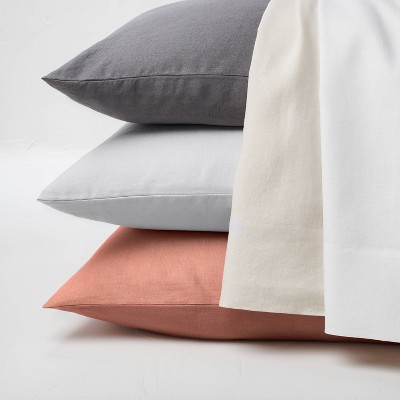 100% Linen Washed Pillow Case Cover ZIP CLOSURE Pillowcase 
