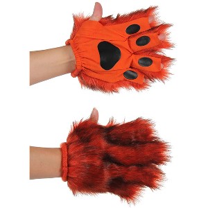 HalloweenCostumes.com One Size Fits Most  Orange Adult Fingerless Paws, Black/Orange - 1 of 3