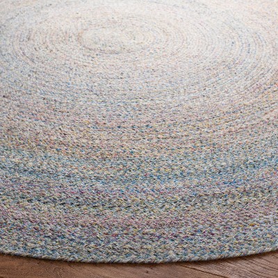 Cape Cod Handwoven Round Blue Jute Area Rug