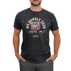 Men's A Minecraft Movie Pink Sheep We Seek Gold  T-Shirt - Black - Large - 1 of 4