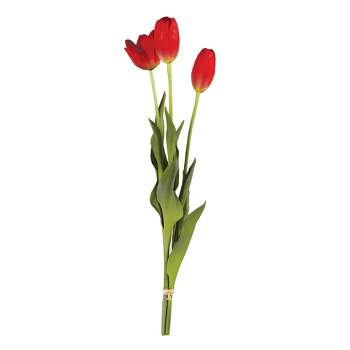 Plum & Post Faux (Fake) French Tulips 24", Bundle Of 3