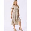 INSPIRE CHIC Women's Summer Flutter Short Sleeve Wrap Ruffle High Low Hem V Neck Floral Midi Dress - 2 of 4