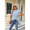 Womens Textured Boluse Crew Neck Cap Sleeve Tops Womens Tunic Blouse Summer Casual T Shirt - 3 of 4