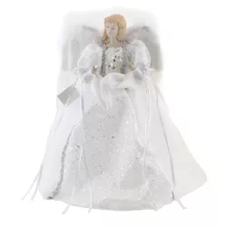 Tree Topper Finial 14.0" Snow White Angel Feather Wings Christmas  -  Tree Toppers