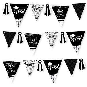 Big Dot of Happiness 30 Piece Black and White Graduation Party Pennant Triangle Banner - 1 of 4