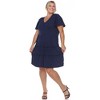 Plus Size Short Sleeve V-neck Tiered Midi Dress - 2 of 4