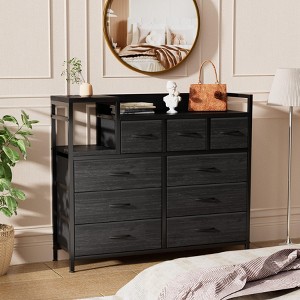 Dresser TV Stand with Power Outlet, Bedroom Dresser with 9 Drawers, Chest of Drawers, Steel Frame Storage Closet for Living Room Hallway - 1 of 4