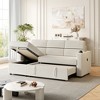 85-Inch Corduroy Sofa Bed: 3-Seater Sleeper with Storage Chaise, Square Handrails, Dual Cup-Holders & USB Ports, Ideal Pull-Out Couch for Living Rooms - 2 of 4