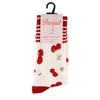 Women's Red Color Varsity Striped Cherry Socks - 3 of 3