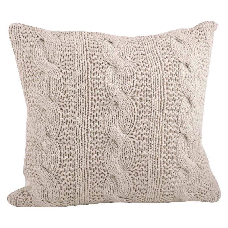 20"x20" Oversize Cable Knit Design Square Throw Pillow - Saro Lifestyle, 1 of 4