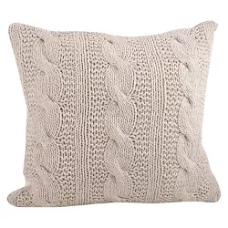 20"x20" Oversize Cable Knit Design Square Throw Pillow Vanilla - Saro Lifestyle