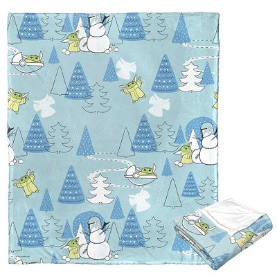 Disney Star Wars The Mandalorian Winter Wonderland Silk Touch Throw Blanket 50x60 Inches