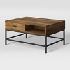 Fort Worth Wood Grain Finish Lift Top Coffee Table Brown - CorLiving: Modern Rectangle with Storage, Steel Frame - 3 of 4