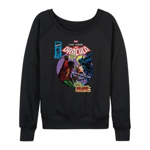 Women's - Marvel - Blade Comic Book Cover Lightweight French Terry Wide Neck Long Sleeve Graphic Shirt - 1 of 4