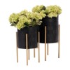 VisioGear 2PCS Planter with Metal Stand, Plant Pots for Hall, Living Room, Black & Gold, 14"*14"*23" - 4 of 4