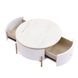 NicBex 31.5 Inch Round Coffee Table with 2 Drawers,Modern Center Table for Living Room,Bedroom - 1 of 4