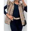 Imily Bela Womens Plaid Puffer Ruffle Sleeveless Lightweight Quilted Vest Fall Winter Padded Gilets Coats - 3 of 4
