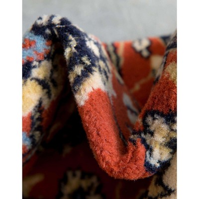 Terracotta and Ivory 9' x 12' Easy-Care Synthetic Area Rug