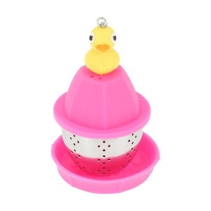 Unique Bargains Tea Infuser Tea Infuser Hand Wash Only Style Silicone Stainless Steel Red 2.17"x2.87" 1Set - 1 of 4