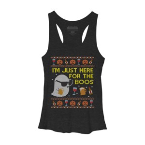 Women's Design By Humans Funny Here For The Boos Ugly Halloween Sweater By DragonTee Racerback Tank Top - 1 of 3