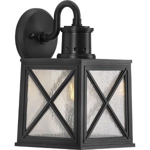 Progress Lighting Seagrove 1-Light Outdoor Wall Lantern in Black with Clear Seeded Glass - 1 of 4