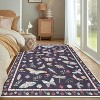 9x12 Black Washable Rug, Butterfly Floral Insect Carpet, Stain-Resistant Non-Slip Low Pile Foldable Floor Cover for Bedroom, Nursery, Apartment - 2 of 4