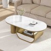 Sapphtopaz Luxury Industrial Oval Coffee Table with ith Storage Shelf & Drawer, Modern Coffee Table for Living Room – Sturdy Metal Frame Center Table - 2 of 4