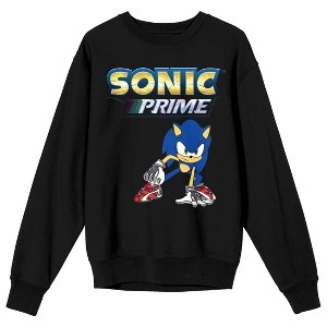Sonic Prime Character Art Crew Neck Long Sleeve Adult Black Sweatshirt - 1 of 3
