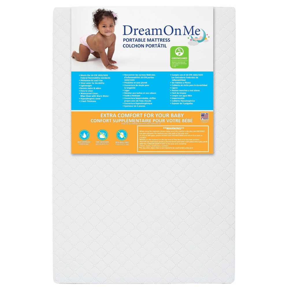 Dream On Me Portable Crib and Toddler Mattress - 24-T - White -  75570246