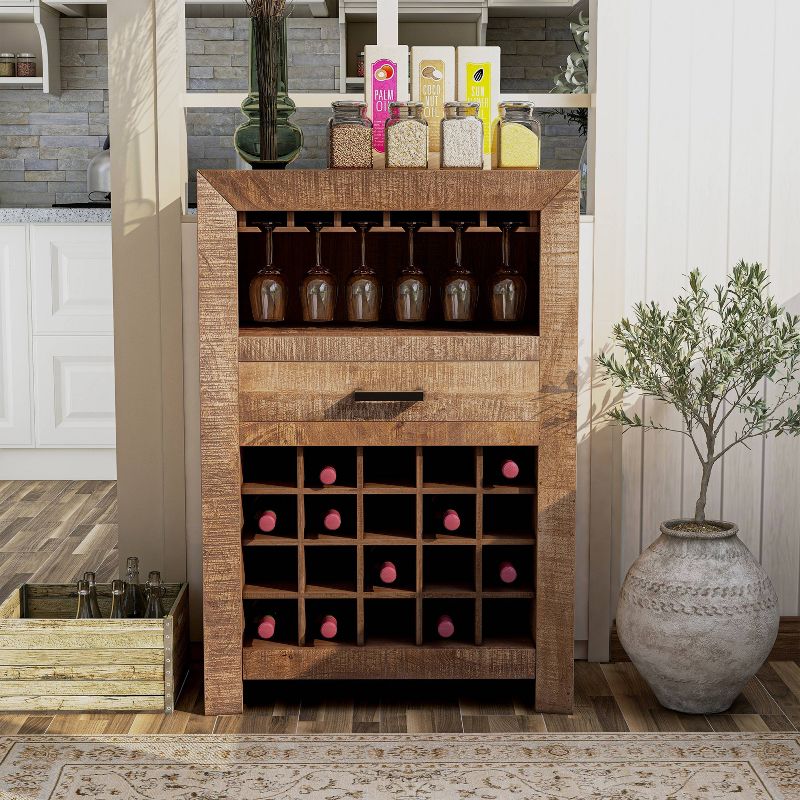 Audrey Rustic Mango Wood Wine Cabinet Natural - Furniture Of America, 5 of 7